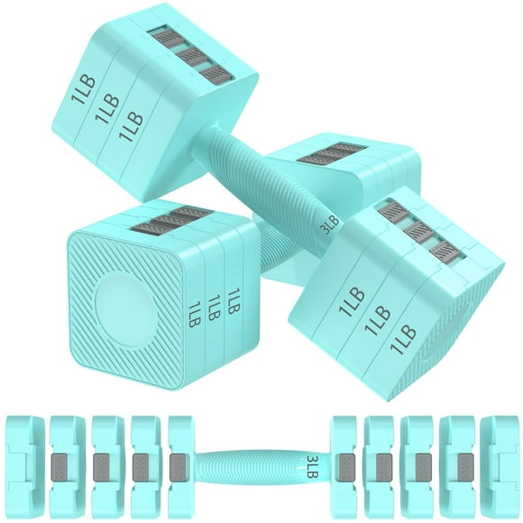 Hezeyferg Adjustable Dumbbells Set of 2, Hand Weights Sets with 5 Levels 3lb, 5lb, 7lb, 9lb, 11lb, Adjustable Weight Dumbbells for Women/Men Home Gym Full Body Workout (Blue)