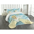 thumbnail image 3 of Ambesonne Retro Quilted Bedspread Set 3 Pcs, Aircraft Pop Art, King Size, Pale Blue Yellow, 3 of 5