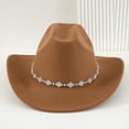 thumbnail image 4 of HJYCHN Western Cowboy Hat Bohemian Style Fedora with Rhinestone Embellishments for Men and Women Fashion Accessory Brown One Size, 4 of 4