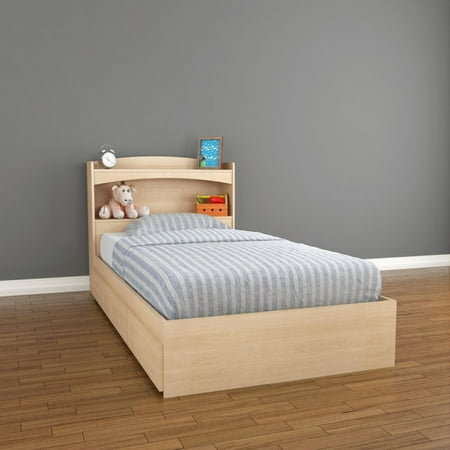 Twin Maple Headboard - Nexera Alegria Storage Bed and Bookcase Headboard, Maple