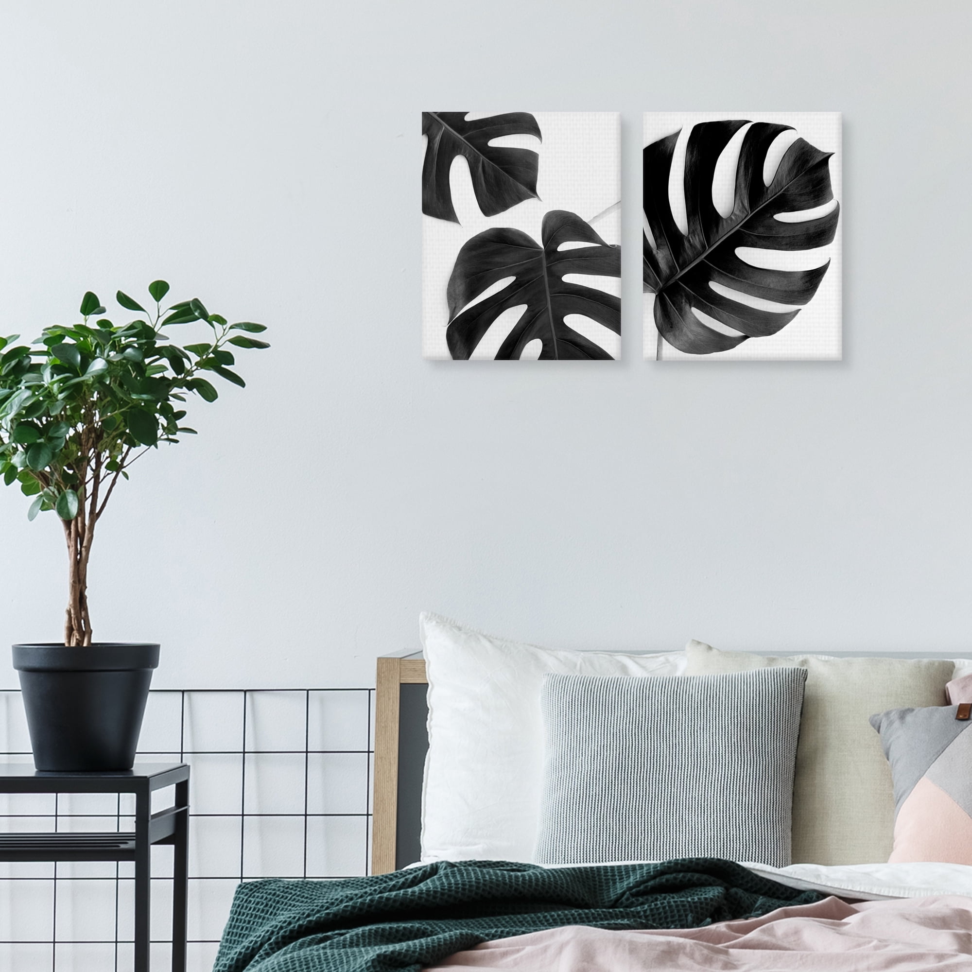 Monstera Solo & Duet Noir by Irene Suchocki Set of 2 Canvas Art Prints