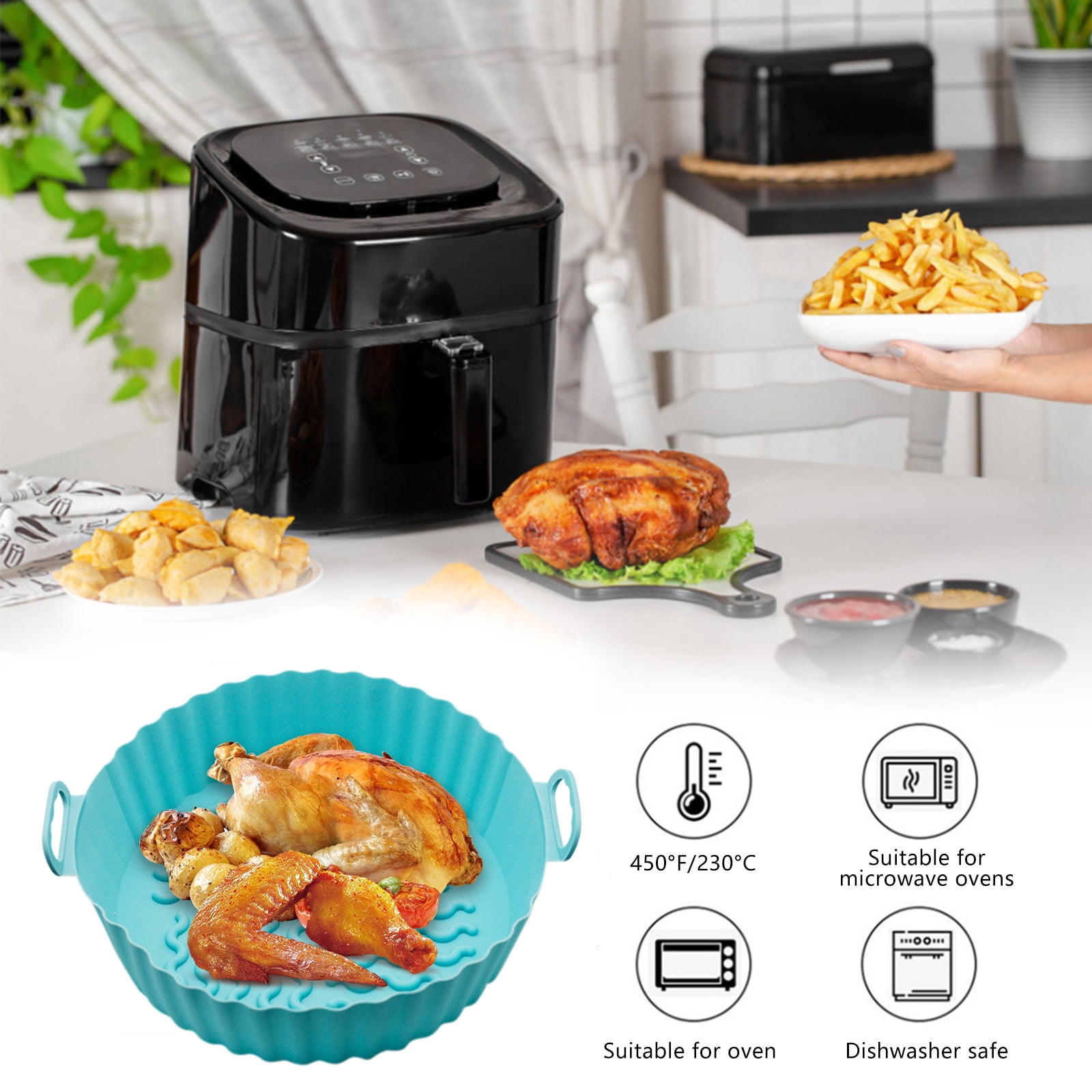 7.9inch Air Fryer Liners Square Silicone Pot Liners, Reusable Silicone Air  Fryer Basket and Trays for COSORI, Ninja, Tower Air Fryer, Ovens,  Microwaves, Dishwasher Safe 