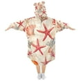 thumbnail image 2 of FORMRS Wearable Blanket Hoodie with Sleeves for Kids Cozy Flannel Sweatshirt, Beige Starfish, 2 of 7