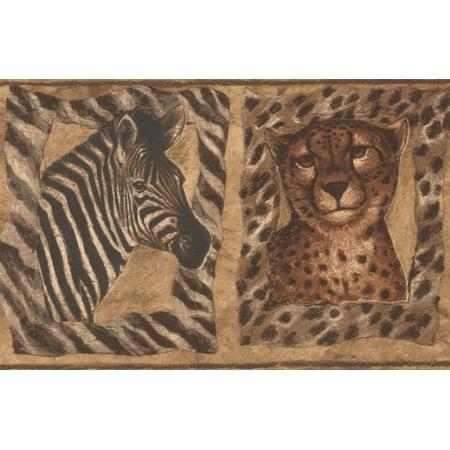 Tiger Zebra Giraffe Pictures On The Brown Wall Animal Wallpaper Border Retro Design Roll 15 X 7 Walmart Canada