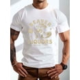 thumbnail image 1 of Camiseta de verano para hombre, cuello redondo informal con estampado geométrico de castor y botellas de licor, manga corta, corte regular, ligeramente elástica, para uso diario., 1 of 5
