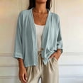 thumbnail image 4 of Yyeselk Women's 3/4 Sleeve Cotton Linen Cardigan Button Down Open Front Lightweight Casual Baggy Cardigans Gray XXL, 4 of 7