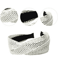 thumbnail image 3 of Diademas de paja, diademas con nudo bohemio, diadema ancha tejida a mano de colores sólidos para sombreros de mujer, 3 of 5