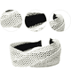 thumbnail image 3 of Diademas de paja, diademas de nudo bohemio, diadema ancha tejida a mano de colores sólidos para mujeres, 3 of 5