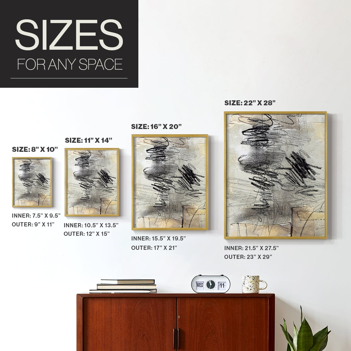 Masked Notes II Framed Print in Gold Solid Wood Framed Print No Nail Hanging