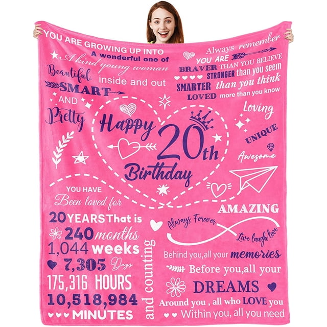 LHSHID 20th Birthday Decorations for Women Blanket 50"x60"