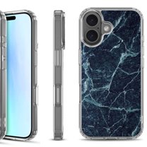 For iPhone 17 Shockproof Protective Phone Case, by OneToughShield - Marble / Blue