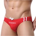 thumbnail image 1 of Lovskoo Panties Stretch for Men Low Waist Solid Color Striped Drawstring Spring Quick Dry Swimming Briefs Red, 1 of 9