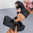 thumbnail image 2 of Narveanno Womens Slip-on Platform Wedge Sandals Open Toe High Heel Two Strap Wedge Mules Slides Prom Summer Dress Shoes, 2 of 8