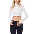 thumbnail image 5 of Made by Olivia Women's Solid Long Sleeve Mock Neck Solid Crop Top T Shirt, 5 of 6