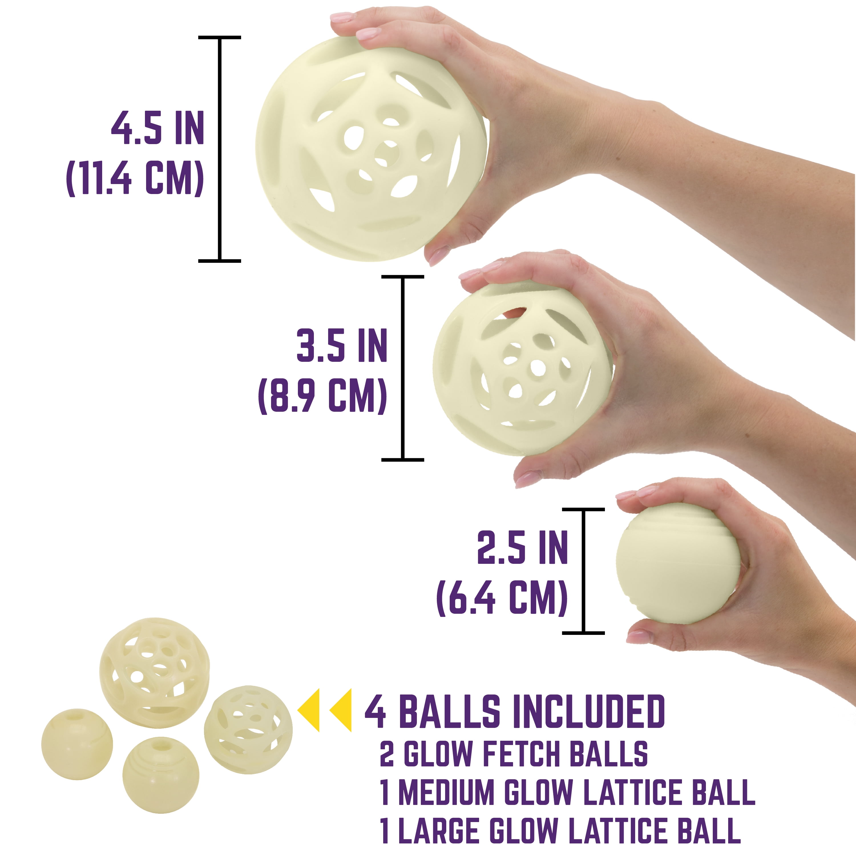 Chew King By Mammoth Glow Ball Combo for dog, 4 pack