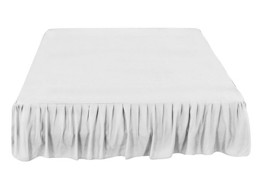 Bed Skirts White Solid Dust Ruffle 14 Inch for Queen Size Bed 