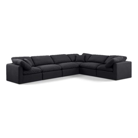 Meridian Furniture Indulge 193.5" Fabric L-Shaped Modular Sectional in Black