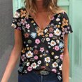 thumbnail image 2 of Blusa estampada de verano para mujer, camisetas casuales de manga corta con cuello en V, camisetas Pompotops  hkajfhjk472568, 2 of 5