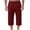 Wine—Mens Casual Shorts, variant on BVOFAR Capri Pants for Men Below Knee Length Elastic Waistband Work Crop Trousers Casual Summer Drawstring Capris with Pockets Khaki L