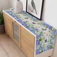 thumbnail image 4 of Purple Hydrangea Table Runner 48 Inches Long Farmhouse Dress Scarves, Spring Eucalyptus Butterfly Rustic Burlap Dining Tablerunner for Coffee Table/Kitchen Island/Party Décor, 13" x 48", 4 of 8