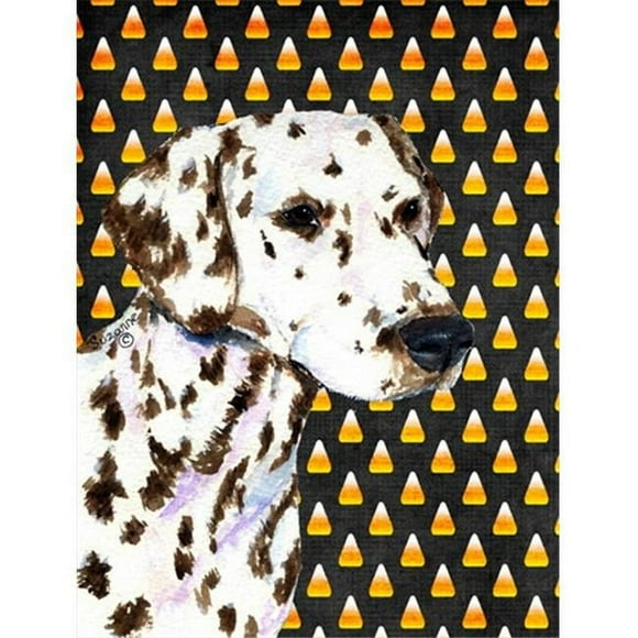 Carolines Treasures SS4262GF Dalmatian Candy Corn Halloween Portrait Flag - Garden Size- 11 x 15 in.