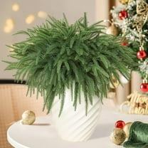 JEWLALO 12PCS Christmas Norfolk Pine Branches Artificial Greenery Norfolk Pine Stems Sprigs Faux Xmas Branches Plants Pine Needles for DIY Crafts Garland Wreath Home Garden Decors