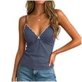thumbnail image 5 of idosla Women's Polka Dot Cami Y2k Lace Trim V Neck Spaghetti Strap Cute Bow Camisole Trendy Going Out Tank Top (Blue, M), 5 of 7