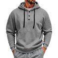 thumbnail image 2 of Men’s 2 Piece Tracksuit Outfit Set, Button Placket Pullover Hoodie with Kangaroo Pocket, Drawstring Cargo Jogger Pants with Multi‑Side Pockets, Daily Walking Outdoor Wear XXL, 2 of 4