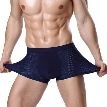 HUPOM Seamless Underwear For Women Womens Silk Panties Medium waist Comfort Waist Solid Boxer Briefs Dark Blue 5XL