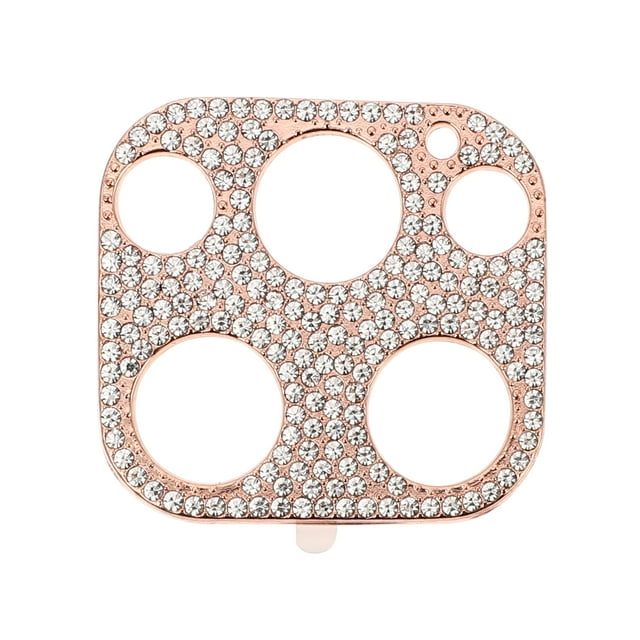 KAKOWELY Película de cámara con diamantes de imitación brillantes, compatible con iPhone 12 Pro Max (oro rosa)