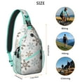 thumbnail image 5 of Sling Backpack,Light Christmas Snowflake Pattern Sling Bag with Water Bottle Holder,Waterproof Sling Bag for Men/Women with Headphone Jack for Hiking,Travel, 5 of 6