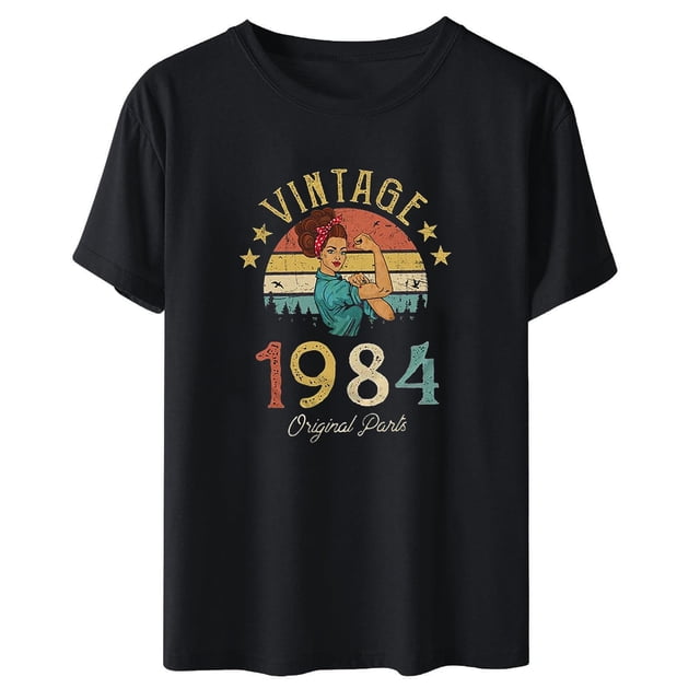 Liamobondopolis - Camiseta vintage de 1984 para mujer, regalo de 40 cumpleaños, con estampado de letras, estilo retro, para fiesta, informal, de manga corta