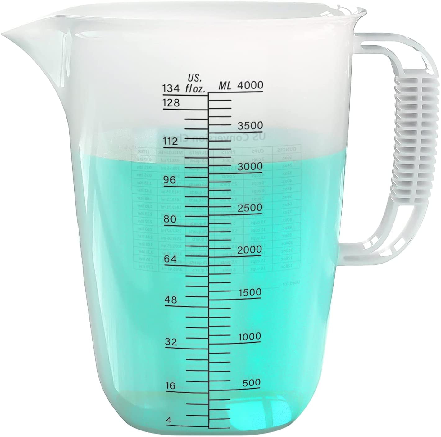 1 Gallon Measuring Pitcher-Convenient Conversion Chart,134oz Extra Large  Plastic Measuring Cup-Strong Food Grade Material,Graduated Mixing Pitcher  Great for Lawn,Pool Chemicals, Motor Oil and Fluids - Yahoo Shopping