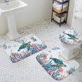 thumbnail image 3 of Marine Life Bathroom Rugs Set Sea Turtles Coral Shell Summer Cartoon Ocean Non Slip Absorbent Soft Bath Mats 3 Piece Set with Bathroom Rug, U-Shaped Floor Mat, Toilet Seat Cover Large Size, 3 of 9