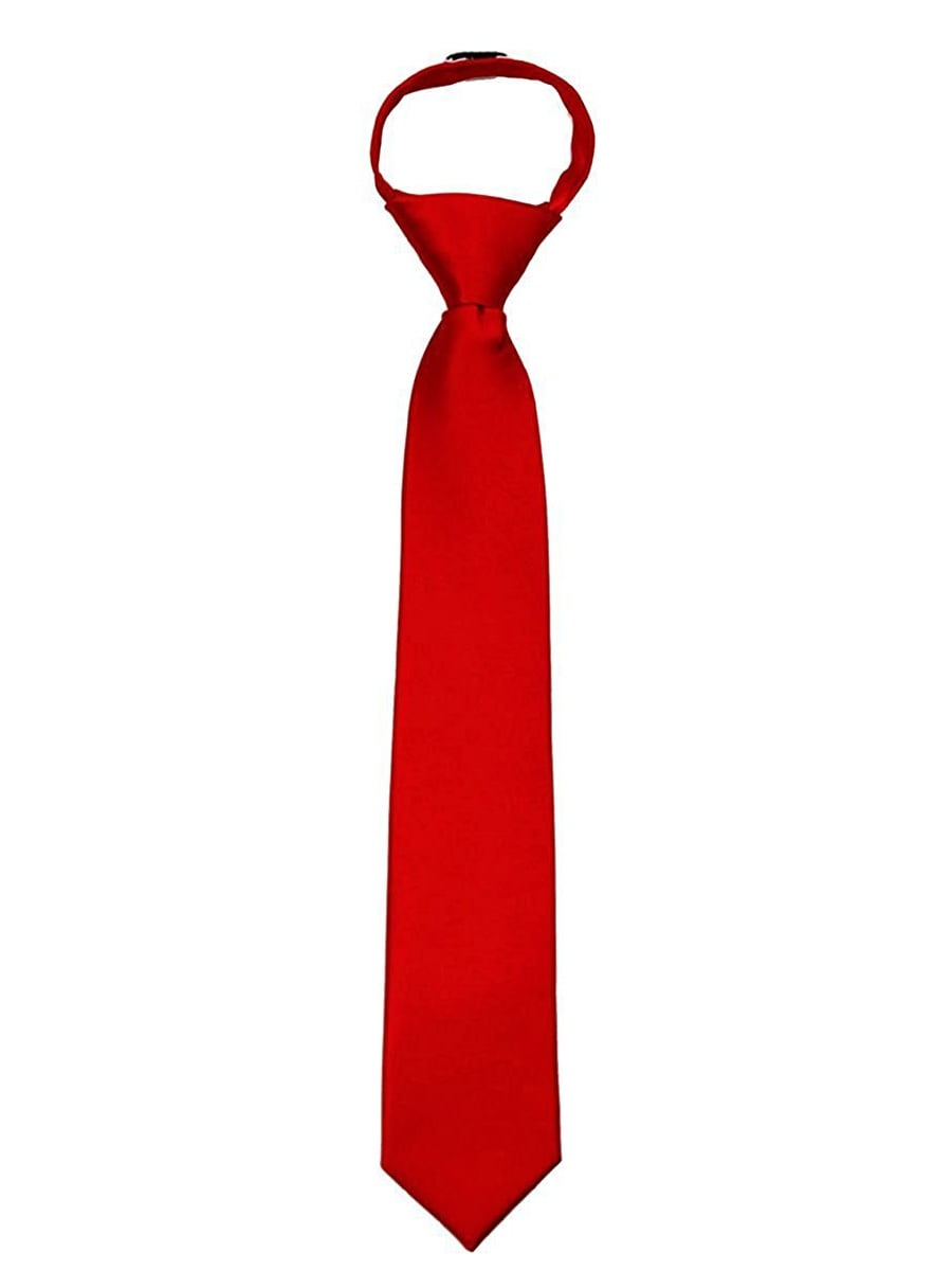 DQT Premium Satin Solid Plain Necktie Wedding Elasticated Boy's Pre-Tied Tie 