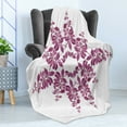 thumbnail image 4 of Purple Soft Flannel Fleece Throw Blanket, Autumn Vine Bridal Flower Bouquet Vintage Style Circle of Leaves Laurel Wreath, Cozy Plush for Indoor and Outdoor Use, 60" x 80", Violet White, by Ambesonne, 4 of 5