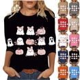 thumbnail image 4 of MaFYtyTPR Women's Tops for Halloween Fashion Casual Printed Round neck 3/4 Sleeves Loose Comfortable T-shirt Top Sky Blue XXXL, 4 of 4