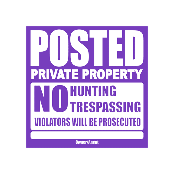 100 Tyvek WristCo Purple Private Property signs | Weather-Proof Designs For Outdoor Indoor Use - Premium Grade Bright Signs for Private Property Land Hunting, Easy To Mount, USA Made