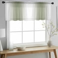 thumbnail image 2 of Dark Green Valance Curtains for Kitchen/Living Room/Bathroom/Bedroom Window, Rod Pocket Small Topper Half Short Window Curtains Voile Sheer Scarf, Modern Gradient Vertical Stripes Geometric 42"x12", 2 of 8