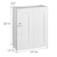 thumbnail image 6 of Design House Brookings Ready to Assemble Shaker Tall Kitchen Wall Cabinet (24 x 30 x 12), Sherwin Williams® White, 6 of 16