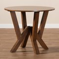 thumbnail image 4 of Round Wood Dining Table - 35 Inch Walnut Brown Tabletop, Sculptural Base, Dining Room Table, 4 of 7