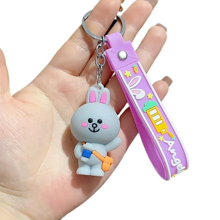 

Keychain Pendant Adorable Appearance Exquisite Pattern Lightweight Easy to Hang Vibrant Color Decorative Plastic Cement Cartoon Rabbit Style Backpack Keychain Pendant for Kids