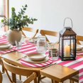 thumbnail image 6 of Pink Striped Round 15 Inch Placemats Set of 8, Modern Simple Monochrome Geometric White HeatResistant Non Slip Place Mats for Dining Table, Wipeable Braided Kitchen Table Mats for Housewarming, 6 of 9