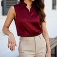 thumbnail image 6 of Sillenn Womens Sleeveless Shirts Button Down Collared Shirt Silky Satin Blouse Business Work Summer Tank Top Peasant Tunic Tops Classical Blouse Dressy Casual V Neck Basic Tank Tops Red M, 6 of 7