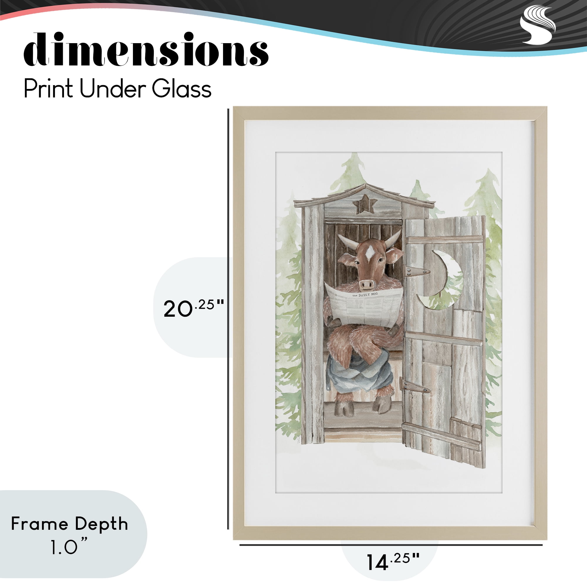Stupell Industries Daily Moo Outhouse Reading Birch Framed Print Under Glass, design by Cindy Jacobs