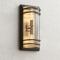 John Timberland Habitat Modern Outdoor Wall Light Fixture Bronze Warm Brass 16" Clear Glass for Post Exterior Barn Deck House Porch Yard Patio Home