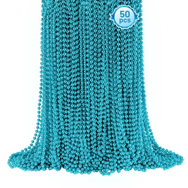 Collares SHAOQINLIN 50 piezas de cuentas color verde azulado para Mardi Gras de 84 cm