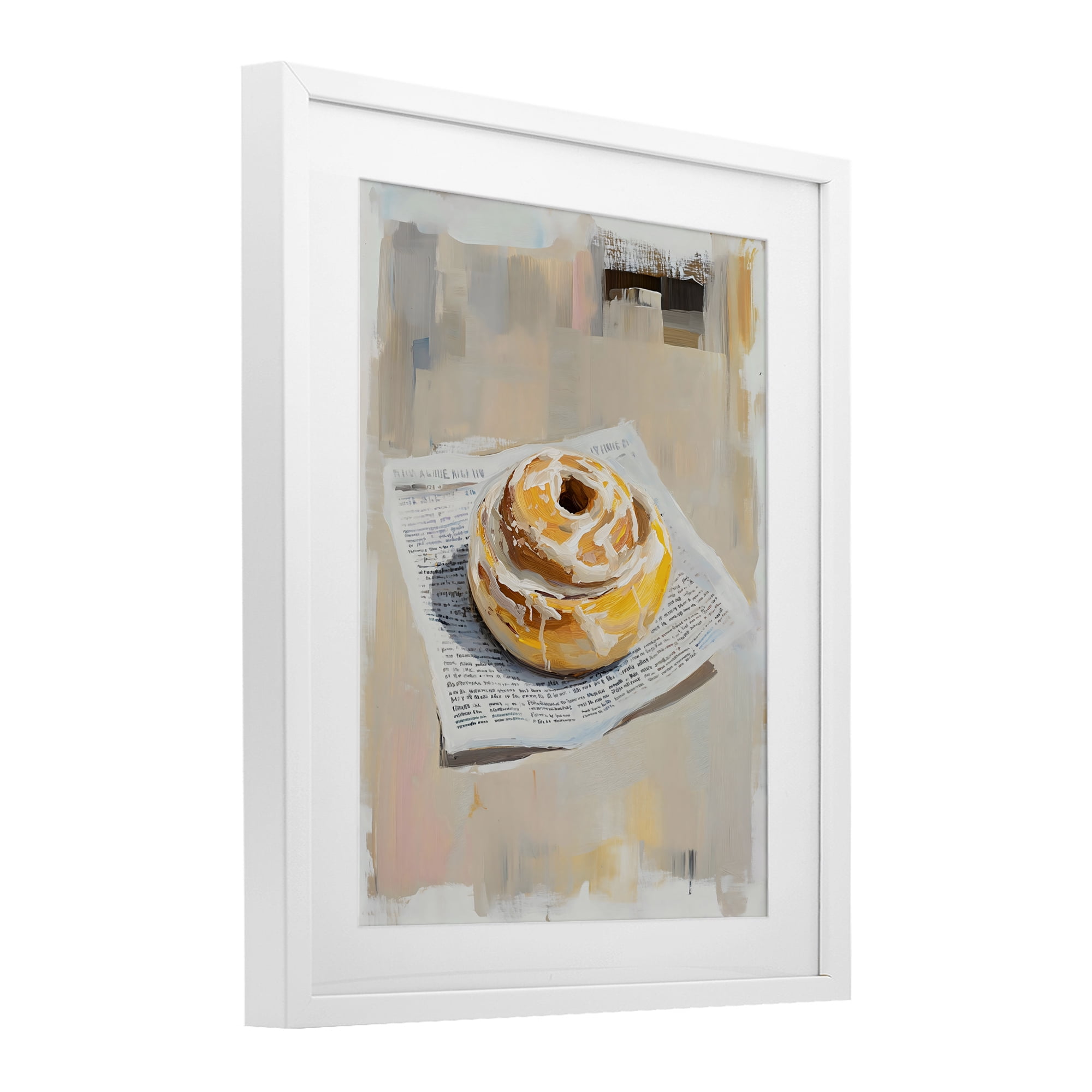 Stupell Industries Cinnamon Roll & Morning Paper White Framed Print Under Glass, design by The Prints Vibe