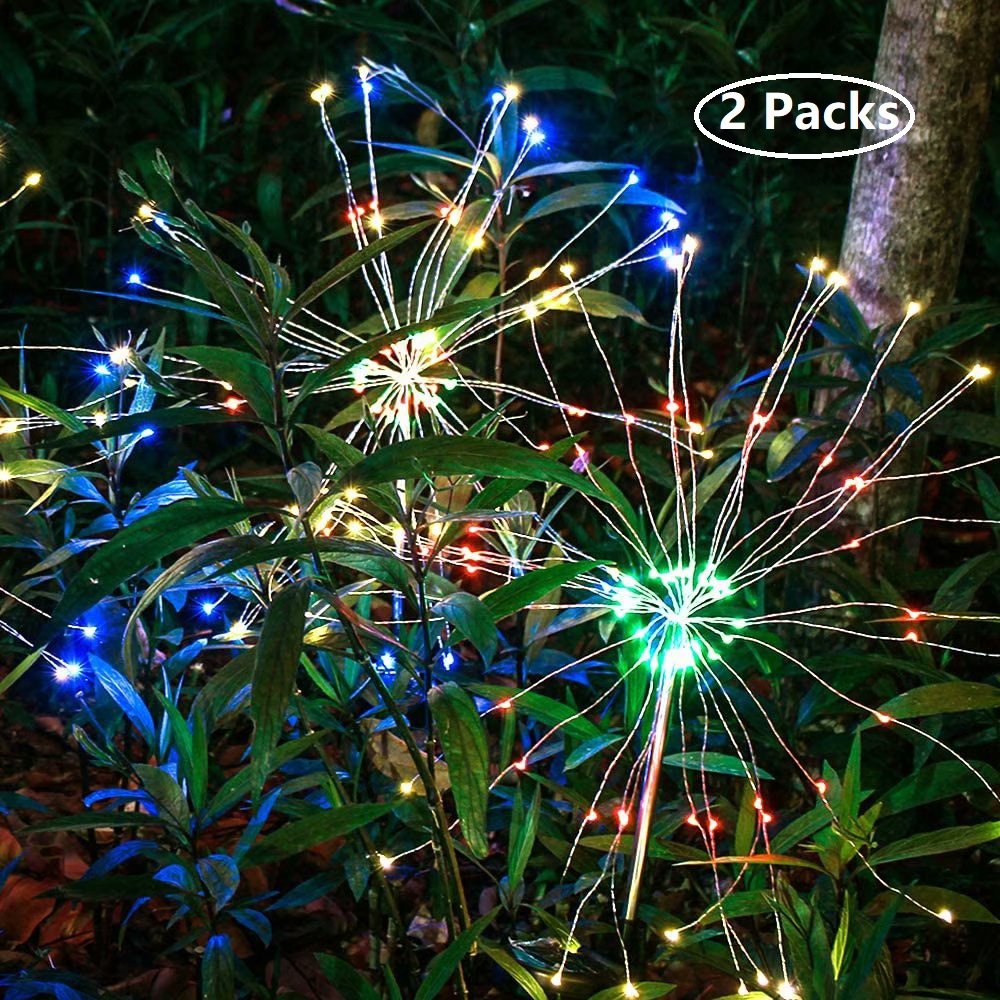 2Packs120 LED Solar Firework Light, MultiColor Outdoor Garden