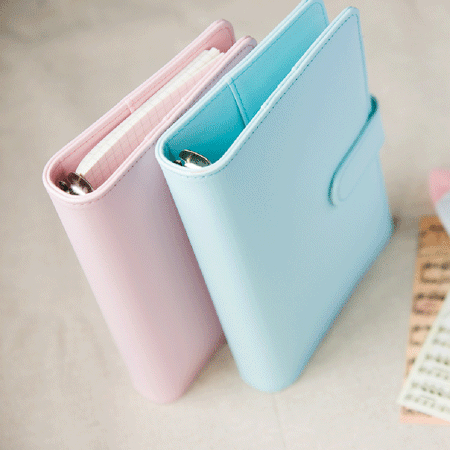 Leather Weekly - A5 Loose Leaf Notebook Cover Macaron Color Weekly Monthly Planner Diary Leather Gift